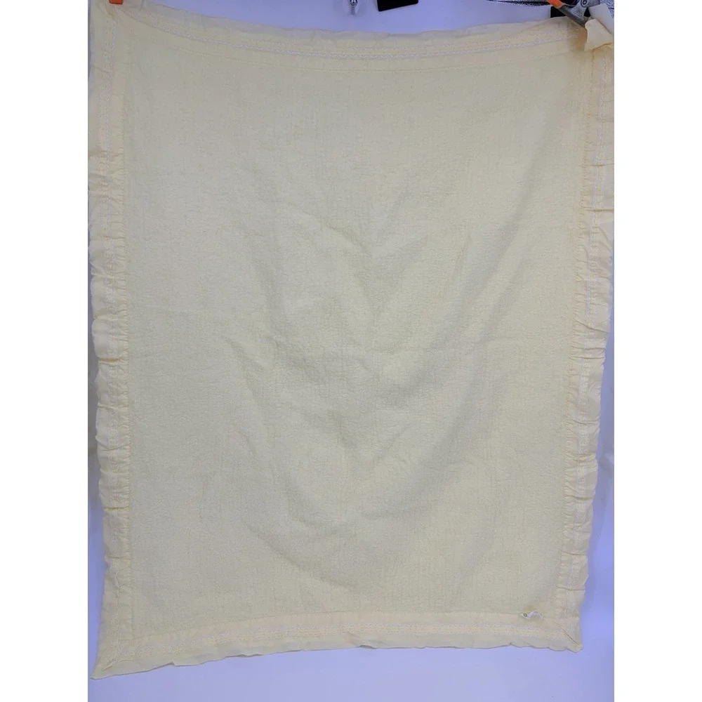 Vintage North Star Woolen Mills Yellow Fleece Satin Edge Baby Blanket 50